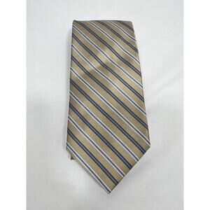 NEW Jos A Bank Executive Collection Men’s Tie 100% Silk Tan Blue Stripe Necktie